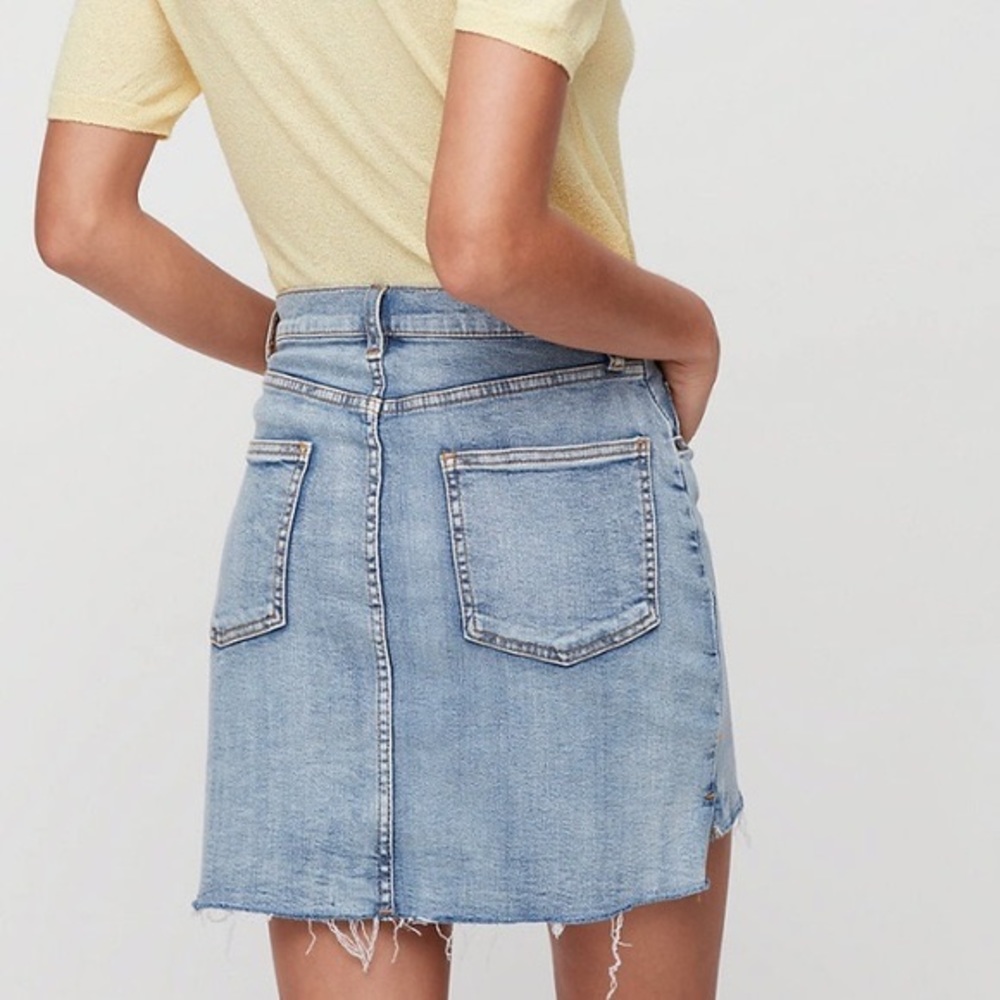 ARITZIA WILFRED FREE Tanit Cut Off Denim Skirt in Vintage Blue Bottle
